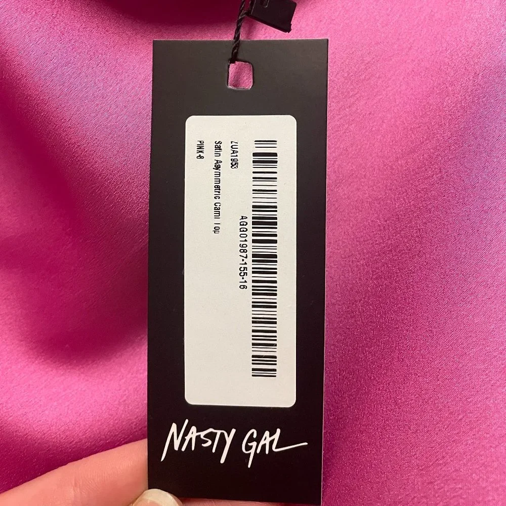 Nasty Gal Satin Asymmetric Cami Top NWT - Picture 7 of 8